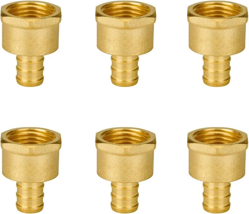 SUNGATOR 6-Pack 1/2" PEX to 1/2" Female NPT Brass Fittings, UPC Certified - Image 1